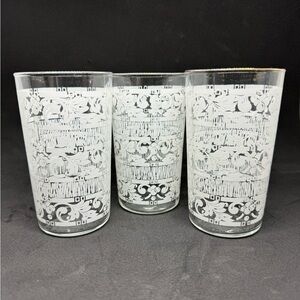Vintage Anchor Hocking 10oz Chantilly White 22K Gold Rim Glasses Set of 3